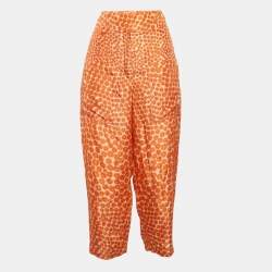 Stella McCartney Orange Ditsy Floral Print Silk Crop Trousers S