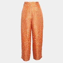 Stella McCartney Orange Ditsy Floral Print Silk Crop Trousers S