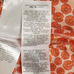 Stella McCartney Orange Ditsy Floral Print Silk Crop Trousers S