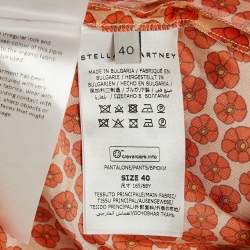Stella McCartney Orange Ditsy Floral Print Silk Crop Trousers S