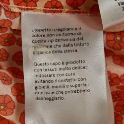 Stella McCartney Orange Ditsy Floral Print Silk Crop Trousers S