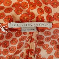 Stella McCartney Orange Ditsy Floral Print Silk Crop Trousers S