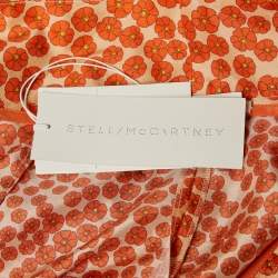 Stella McCartney Orange Ditsy Floral Print Silk Crop Trousers S