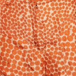 Stella McCartney Orange Ditsy Floral Print Silk Crop Trousers S