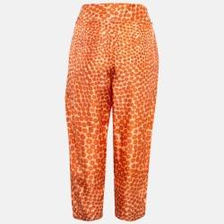 Stella McCartney Orange Ditsy Floral Print Silk Trousers M