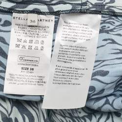 Pre Owned Stella McCartney Blue Printed Crepe de Chine Midi Skirt S