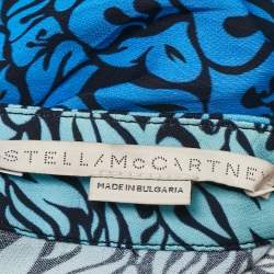 Pre Owned Stella McCartney Blue Printed Crepe de Chine Midi Skirt S