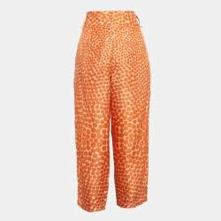 Stella McCartney Orange Ditsy Floral Print Silk Trousers S
