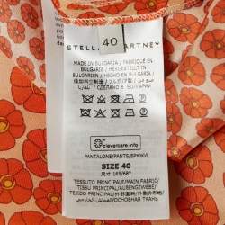 Stella McCartney Orange Ditsy Floral Print Silk Trousers S