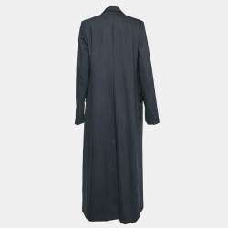 Pre Owned Stella McCartney Navy Blue Stripe Wool Overcoat L