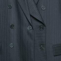 Pre Owned Stella McCartney Navy Blue Stripe Wool Overcoat L