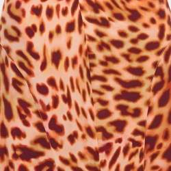 Stella McCartney Brown Leopard Print Silk Flared Midi Skirt S