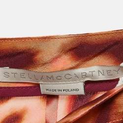 Stella McCartney Pink/Brown Leopard Print Silk Midi Skirt XXS