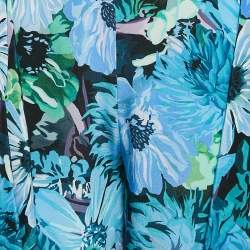 Pre Owned Stella McCartney Multicolor/Blue Floral Print Tie-Up Detail Trousers XS