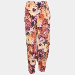Stella McCartney Red Floral Print Silk Tie-Up Trousers S