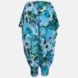 Stella McCartney Blue Floral Print Silk Tie-Up Trousers S