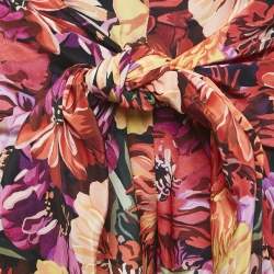 Stella McCartney Red Floral Print Silk Tie-Up Trousers S