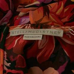 Stella McCartney Red Poppy Print Silk Long Sleeve Blouse M