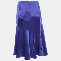 Stella McCartney Blue Satin Flared Midi Skirt M