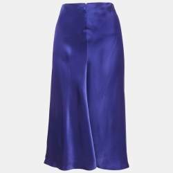 Stella McCartney Blue Satin Flared Midi Skirt M
