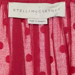 Pre Owned Stella McCartney Pink Patterned Cotton & Silk Ruffle Hem Dress M