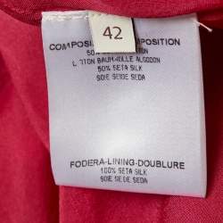 Pre Owned Stella McCartney Pink Patterned Cotton & Silk Ruffle Hem Dress M