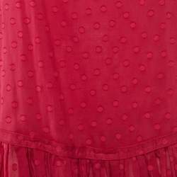 Pre Owned Stella McCartney Pink Patterned Cotton & Silk Ruffle Hem Dress M