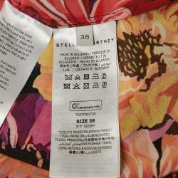 Stella McCartney Red Poppy Print Silk Long Sleeve Blouse S