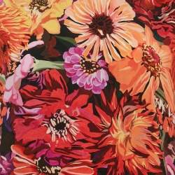 Stella McCartney Red Poppy Print Silk Long Sleeve Blouse S