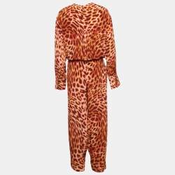 Stella McCartney Brown Leopard Print Silk Tie-Up Jumpsuit S