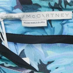 Stella McCartney Blue Floral Print Silk Tie-Up Trousers S