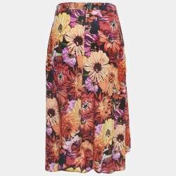 Stella McCartney Multicolor Floral Print Silk Midi Skirt S