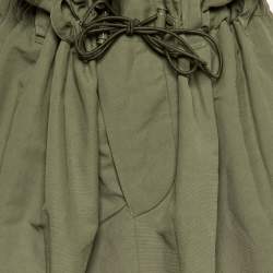 Stella McCartney Khaki Green Cotton Blend Paperbag Midi Skirt M