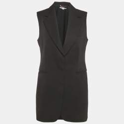 Stella McCartney Black Stretch Knit Collared Midi Dress M