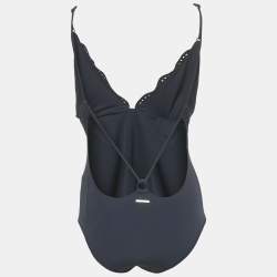 Pre Owned Stella McCartney Navy Blue Broderie Anglaise Embroidered Jersey Swimsuit L 