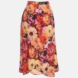مملوكة مسبقًا Stella McCartney Multicolor Flower Print Silk Midi Skirt S