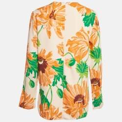 مملوكة مسبقًا بلوزة ستيلا مكارتني كريب برتقالي بطبعة زهور مقاس صغير (سمول)
