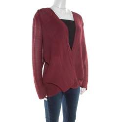 Pre Owned Stella McCartney Bordeaux Plisse Wrap Top S