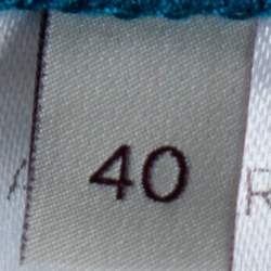 Pre Owned Stella McCartney Teal Stretch Knit Embellished Sheath Dress S