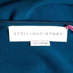 Pre Owned Stella McCartney Teal Stretch Knit Embellished Sheath Dress S