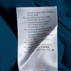 Pre Owned Stella McCartney Teal Stretch Knit Embellished Sheath Dress S