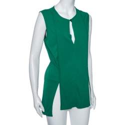 Pre Owned Stella McCartney Green Jersey Pleated Front Detail Top M 
