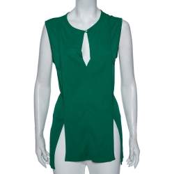 Pre Owned Stella McCartney Green Jersey Pleated Front Detail Top M 