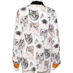 مملوكة مسبقًا Stella McCartney Multicolored Cat Print Silk Wilson Shirt M