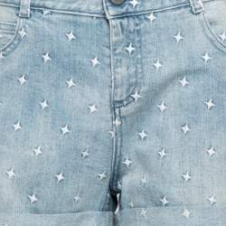 Pre Owned Stella McCartney Light Blue Denim Star Embroidered Shorts L