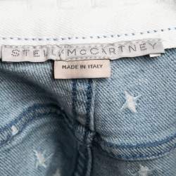 Pre Owned Stella McCartney Light Blue Denim Star Embroidered Shorts L