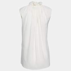 مملوكة مسبقًا Stella McCartney Cream Silk Ruffled Yvonne Sleeveless Blouse S