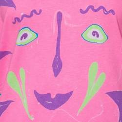 Pre Owned Stella McCartney x Myfawnwy Neon Pink Abstract Print Cotton Crew Neck T-Shirt XL