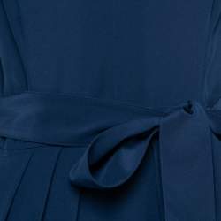 Pre Owned Stella McCartney Blue Silk Deep V-Neck Tulip Dress S