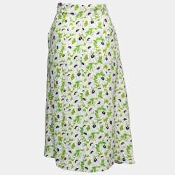 Stella McCartney Pink Floral Printed Crepe Contrast Midi Skirt S 